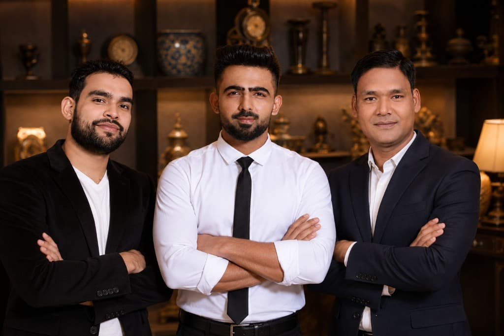 Antique Arts Sourcing founding team — three founders standing together
