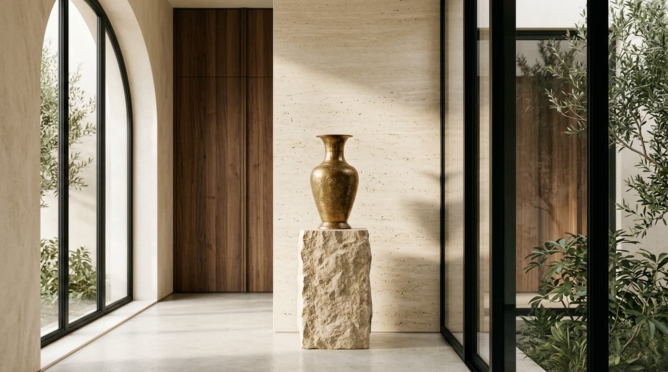 Handcrafted luxury decorative object inside contemporary architectural interior